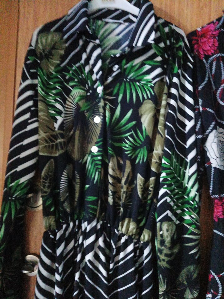 Desenli Uzun Kollu Bohem Uzun Elbise - Görsel 2