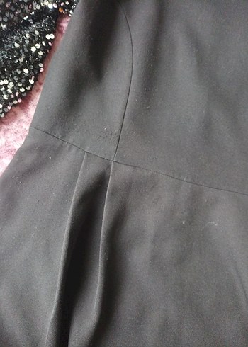 Uzun Siyah Pul İşlemeli Kadın Elbise - Görsel 5