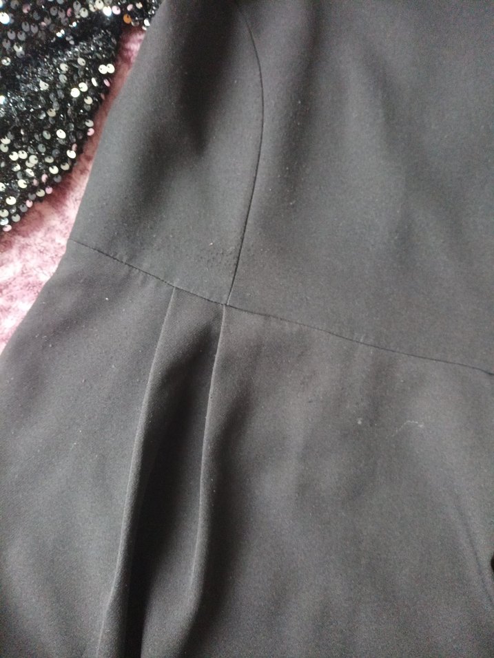 Uzun Siyah Pul İşlemeli Kadın Elbise - Görsel 5