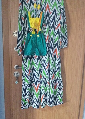 Sarı Aslan Desenli Bebek Salopet ve Çorap Seti - Görsel 2