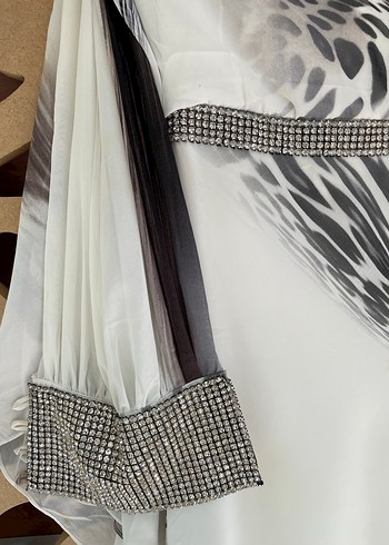 Gri Zebra Desenli Uzun Salaş Elbise - Görsel 2