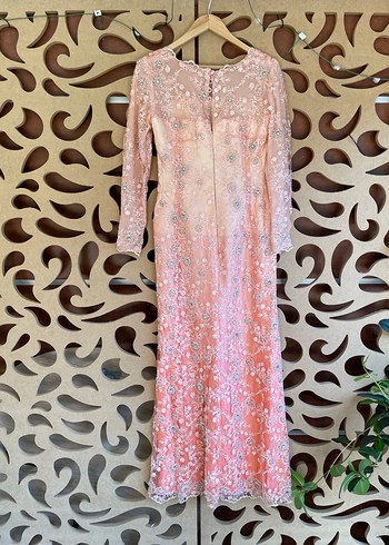 Pembe Dantel Uzun Kollu Bohem Elbise - Görsel 3