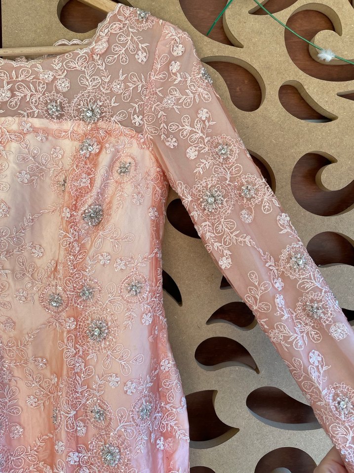 Pembe Dantel Uzun Kollu Bohem Elbise - Görsel 2