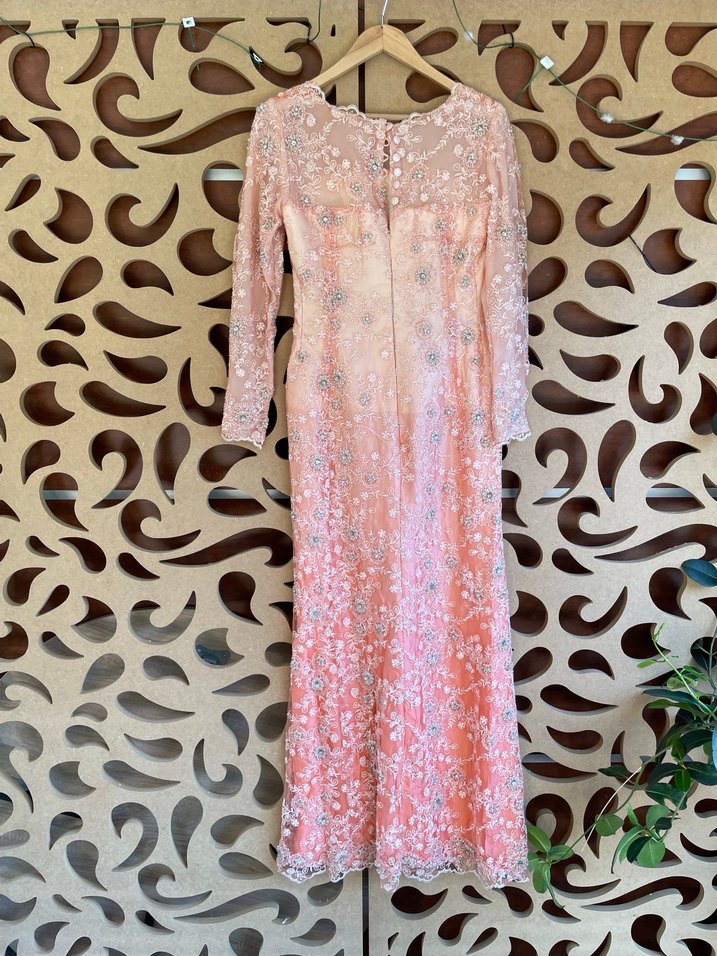 Pembe Dantel Uzun Kollu Bohem Elbise - Görsel 3