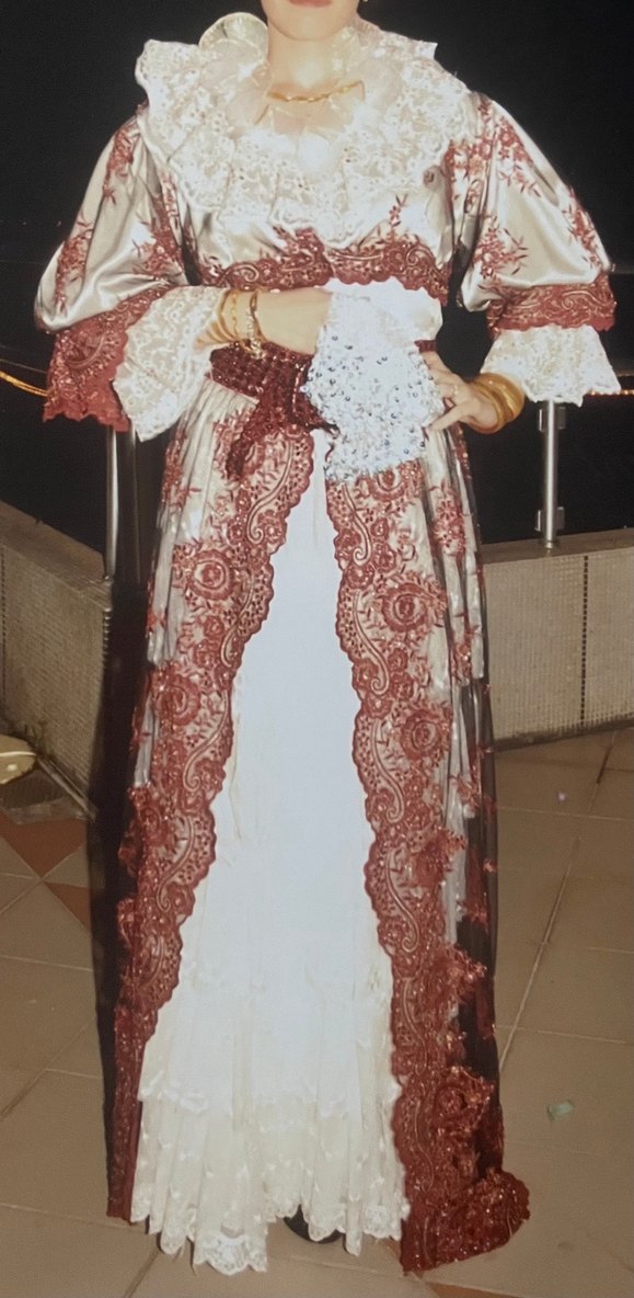 Bordo Nakışlı Uzun Kolye Yaka Kadın Elbise Dimija - Görsel 2