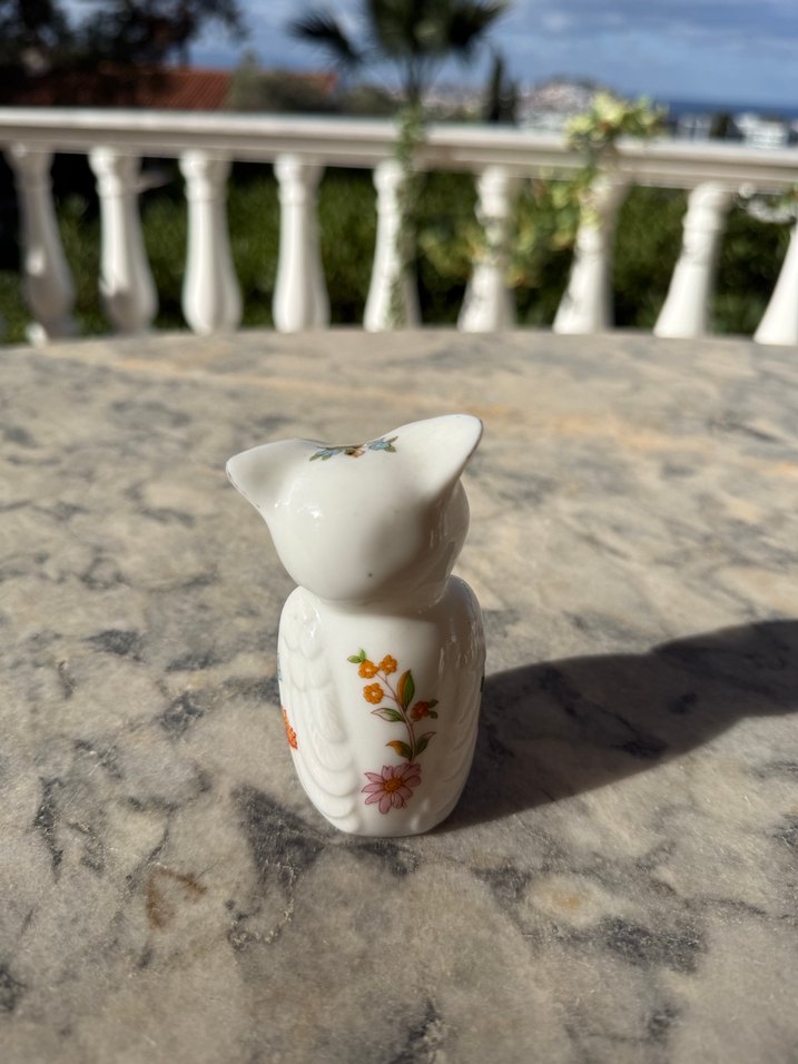 Beyaz Porselen Baykuş Figürin - Görsel 3