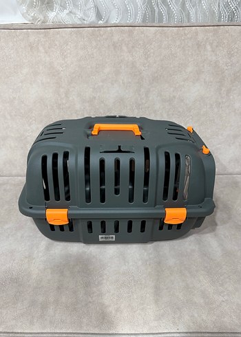 Gri Kedi Taşıma Kutusu Turuncu Detaylı - Görsel 3