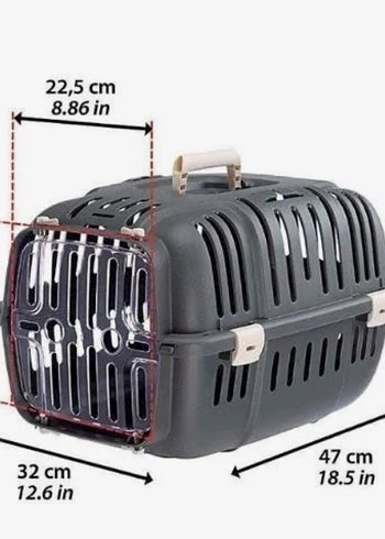 Gri Kedi Taşıma Kutusu Turuncu Detaylı - Görsel 2