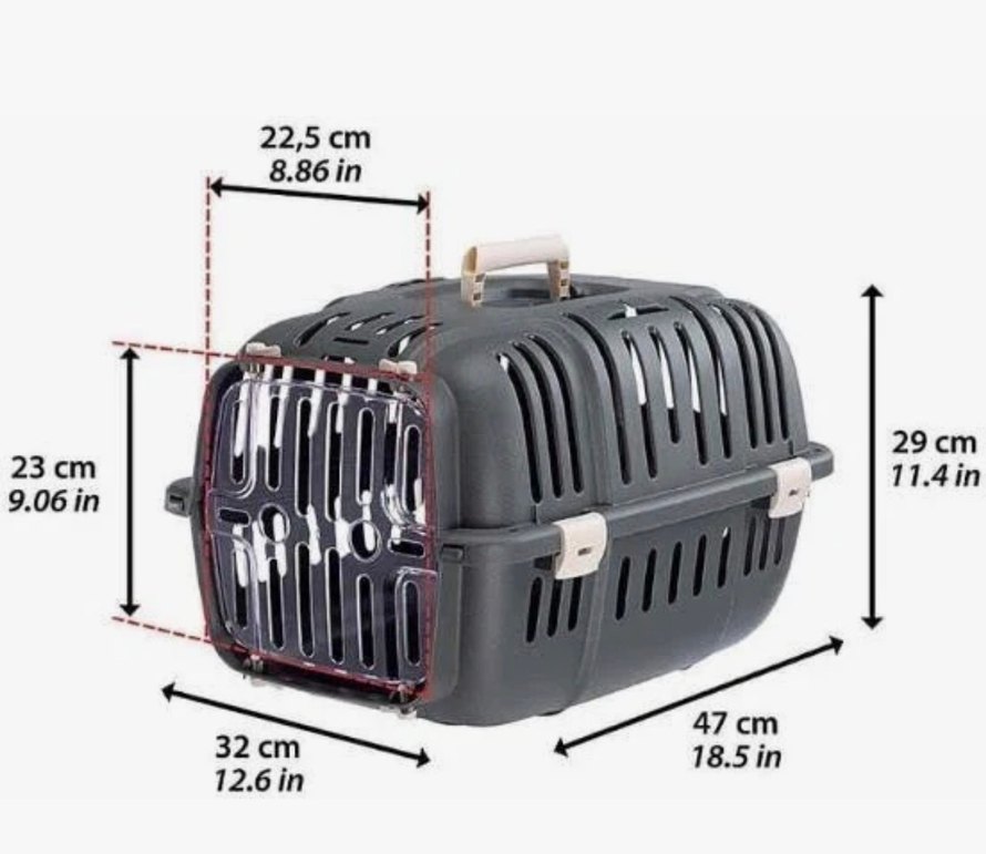 Gri Kedi Taşıma Kutusu Turuncu Detaylı - Görsel 2