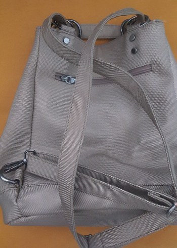 Kadın Bej Baskılı Fermuarlı Kumaş Pantolon - Görsel 4