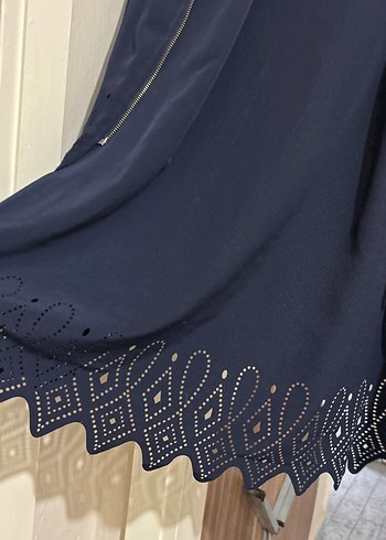 Lacivert Uzun Fermuarlı Hamile Kabanı - Görsel 2