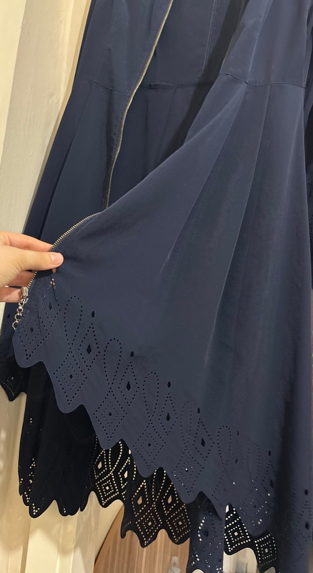 Lacivert Uzun Fermuarlı Hamile Kabanı - Görsel 3