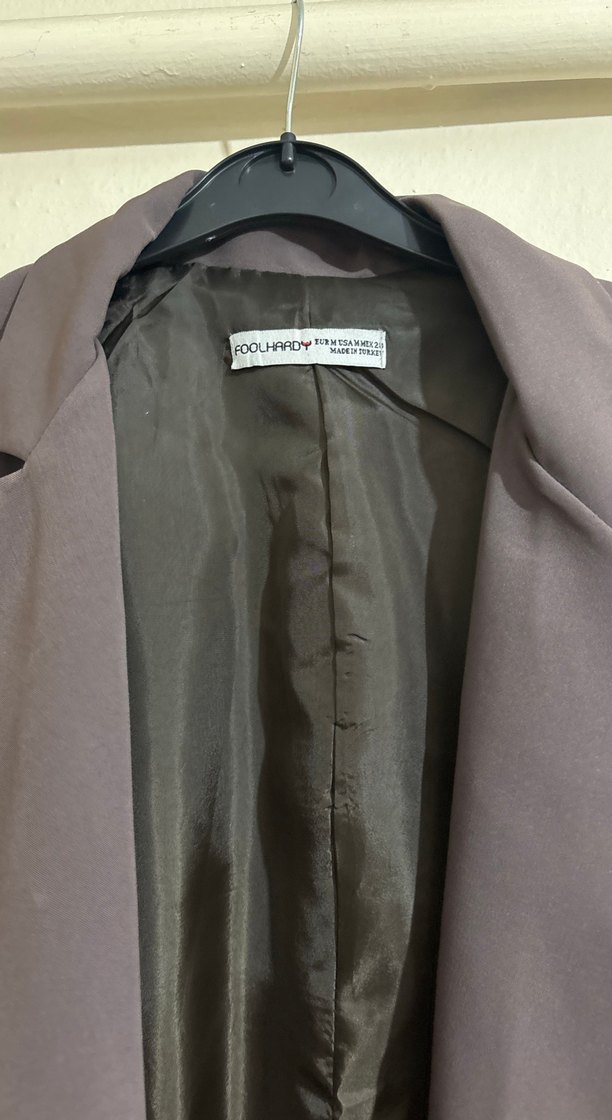 Kadın Gri Notch Yaka Düğmeli Blazer - Görsel 3