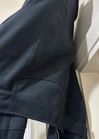 Siyah Süet Kemerli Kadın Deri Ceket - Görsel 5