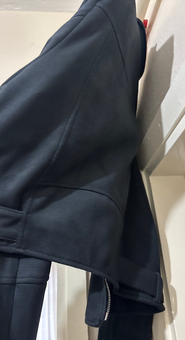 Siyah Süet Kemerli Kadın Deri Ceket - Görsel 5
