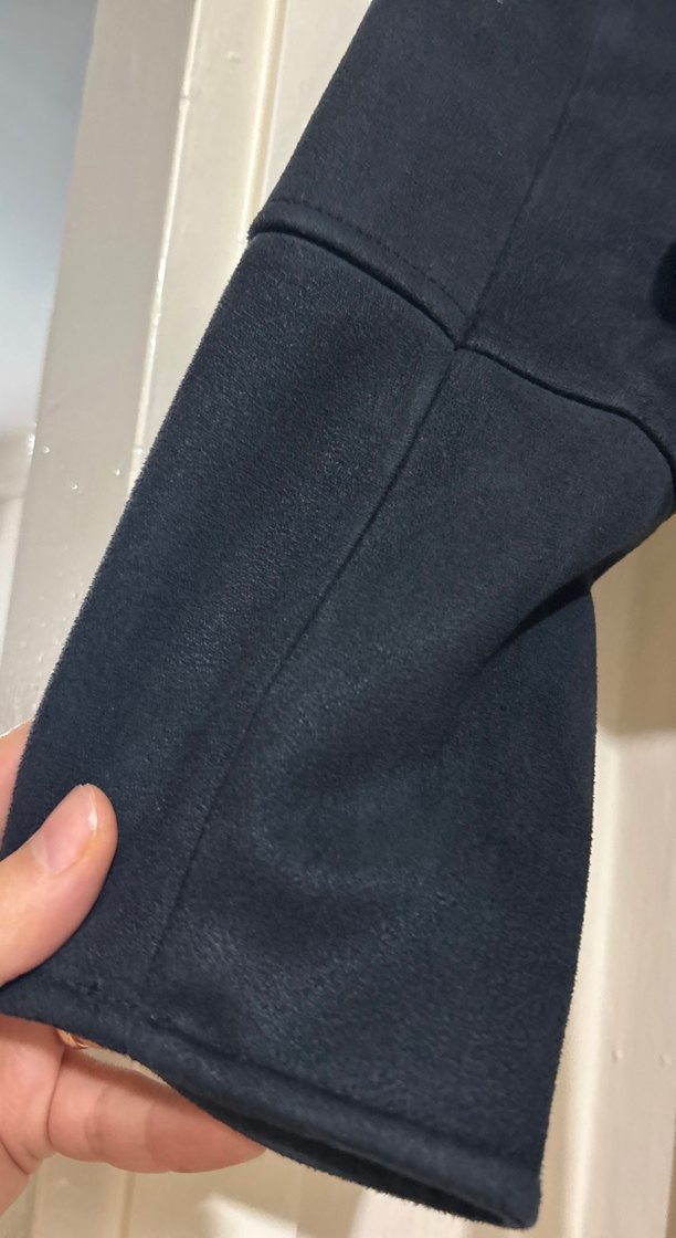 Siyah Süet Kemerli Kadın Deri Ceket - Görsel 4