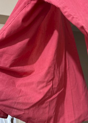 Pembe Nakışlı Uzun Kollu Keten Gömlek - Görsel 4