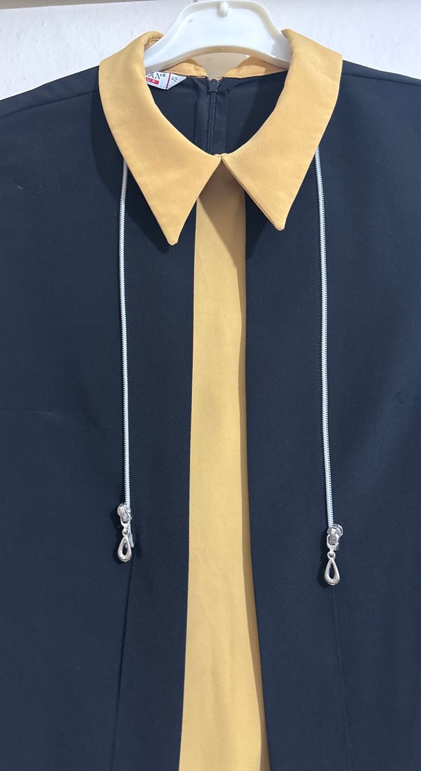 Sarı Uzun Kollu Minimalist Kadın Tunik - Görsel 3