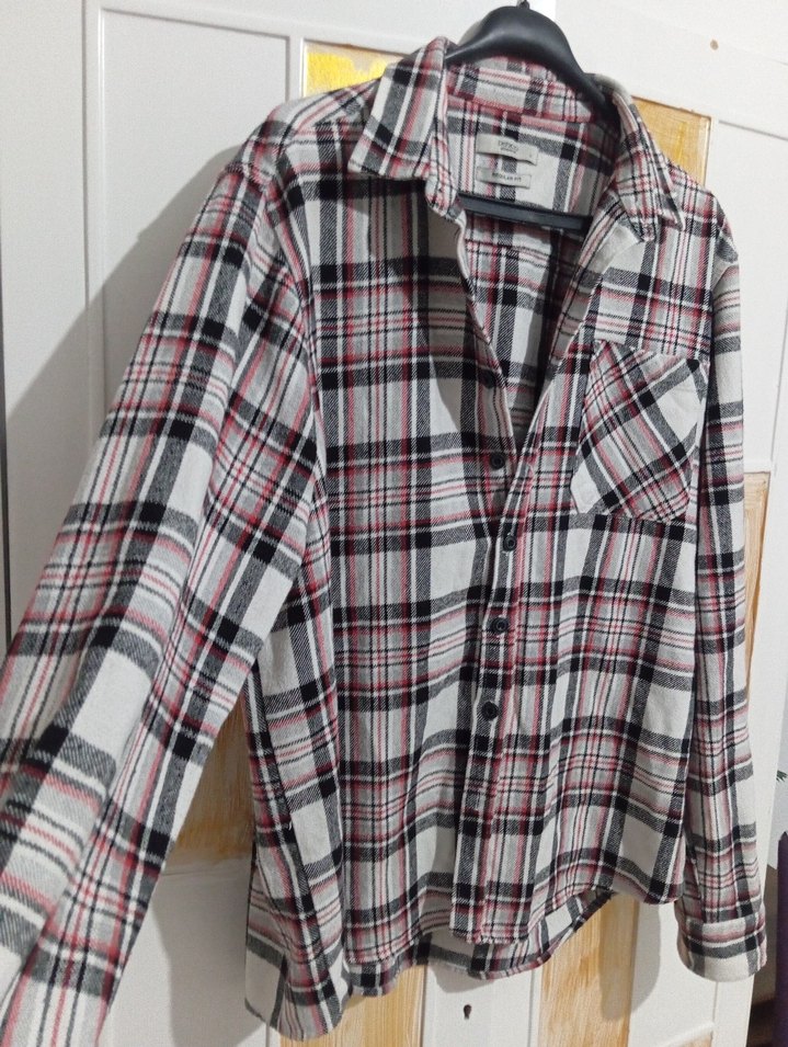 Erkek Bej Kareli Uzun Kollu Gömlek - Görsel 3