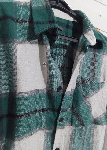 Uzun Yeşil Ekose oduncu gömleği - Görsel 4