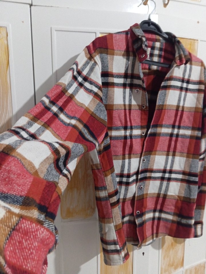 Kadın erkek kırmızı ekose oduncu gömleği - Görsel 4