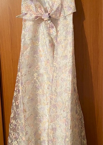 Tül Uzun İnce Askılı Elbise - Görsel 4