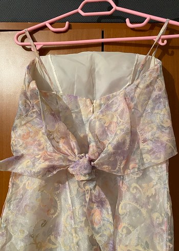 Tül Uzun İnce Askılı Elbise - Görsel 5