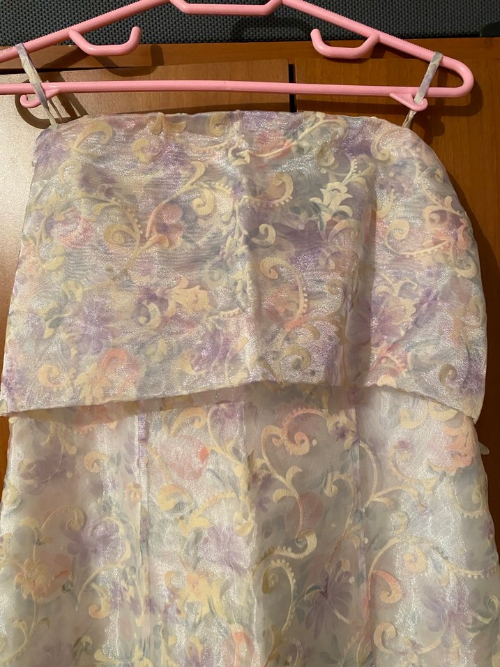 Tül Uzun İnce Askılı Elbise - Görsel 2