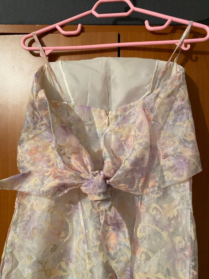 Tül Uzun İnce Askılı Elbise - Görsel 5