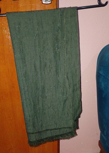 Yeşil Parlak Keten Kadın Şal - Görsel 2