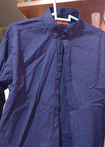 Erkek Lacivert Uzun Kollu Düğmeli Gömlek - Görsel 2