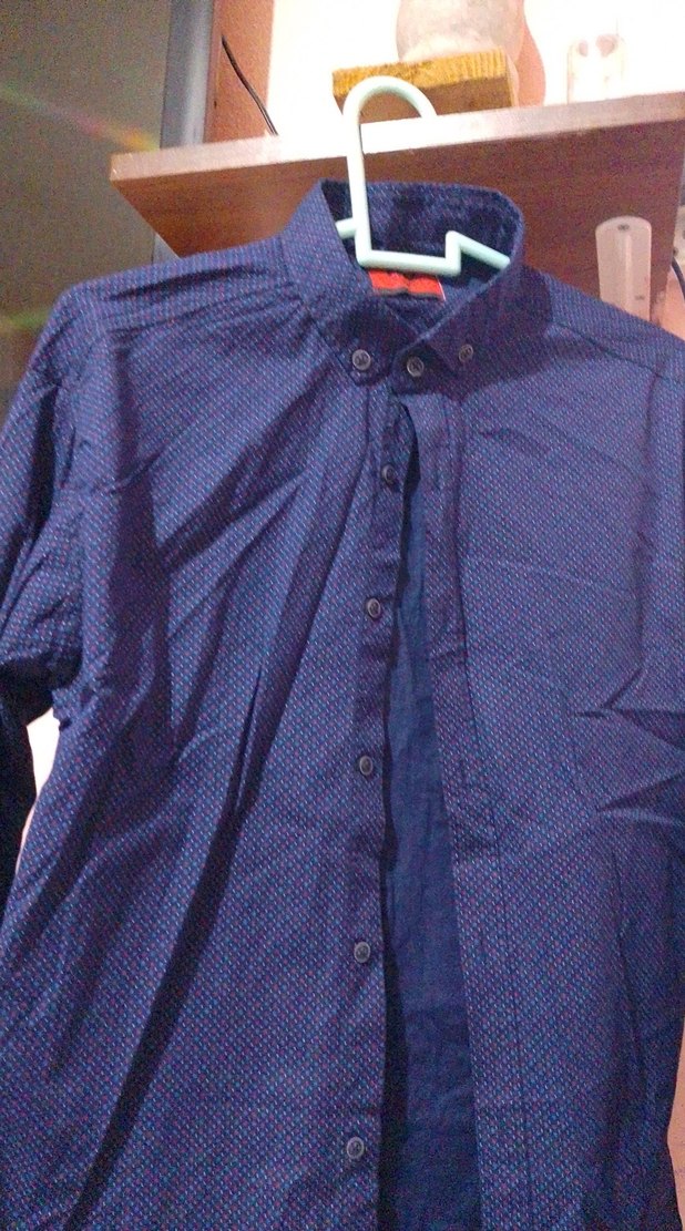 Erkek Lacivert Uzun Kollu Düğmeli Gömlek - Görsel 2