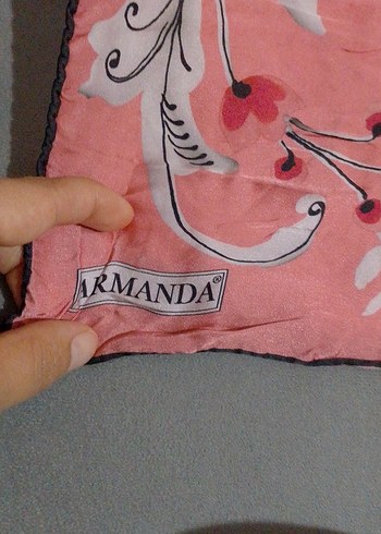 Pembe Çiçek Desenli İpeksi Kadın eşarp - Görsel 3