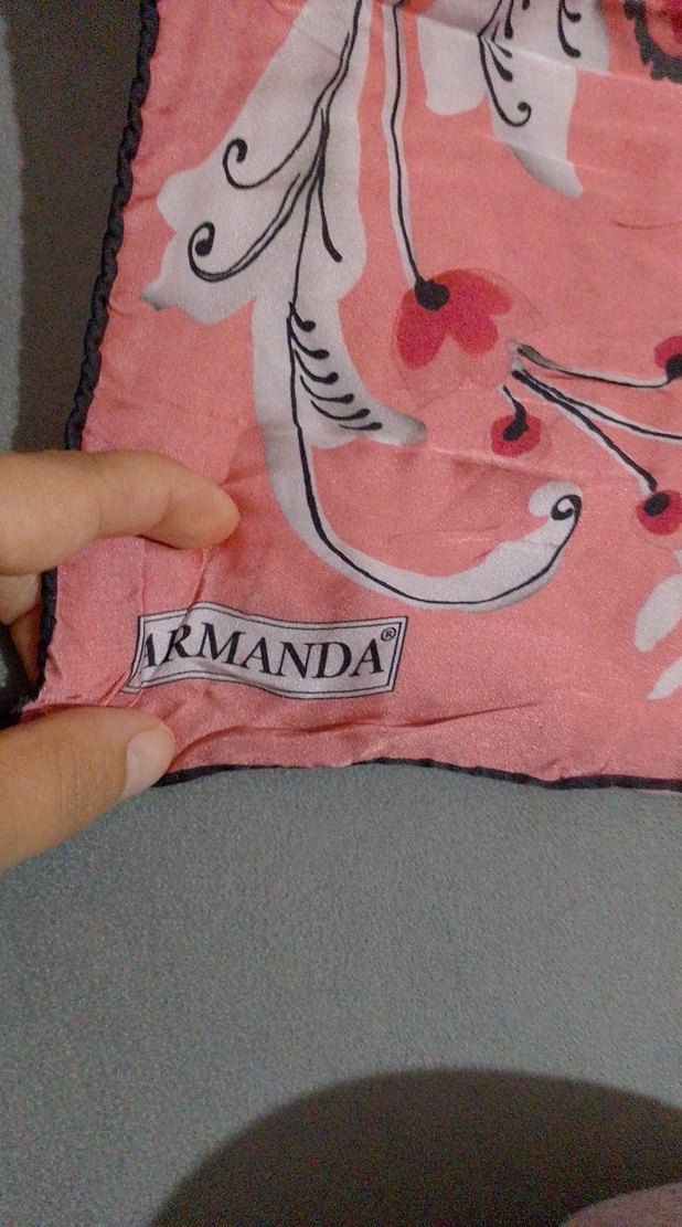 Pembe Çiçek Desenli İpeksi Kadın eşarp - Görsel 3