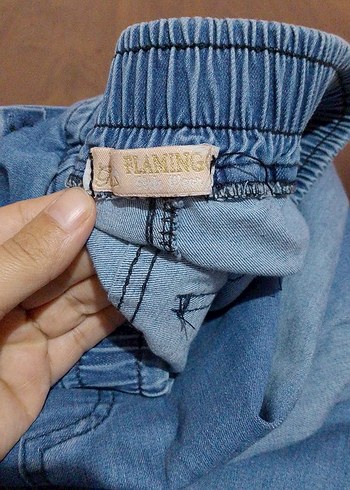 kız Çocuk Elastik Bel Mavi Denim Pantolon - Görsel 4