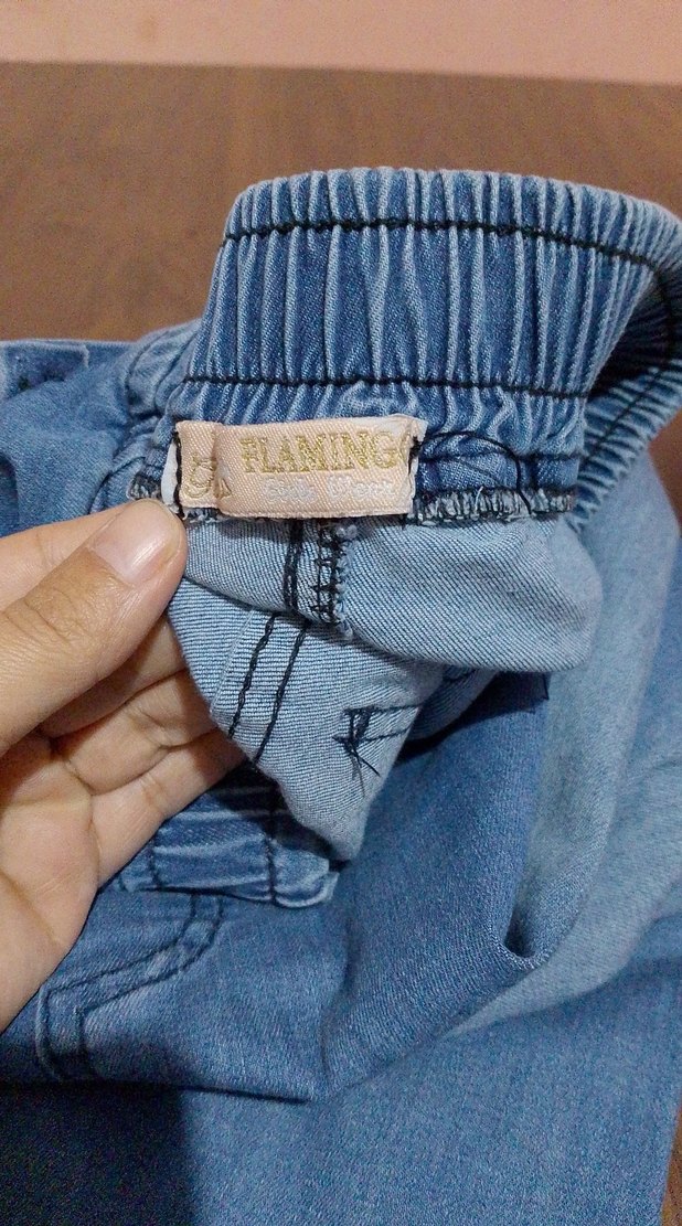 kız Çocuk Elastik Bel Mavi Denim Pantolon - Görsel 4