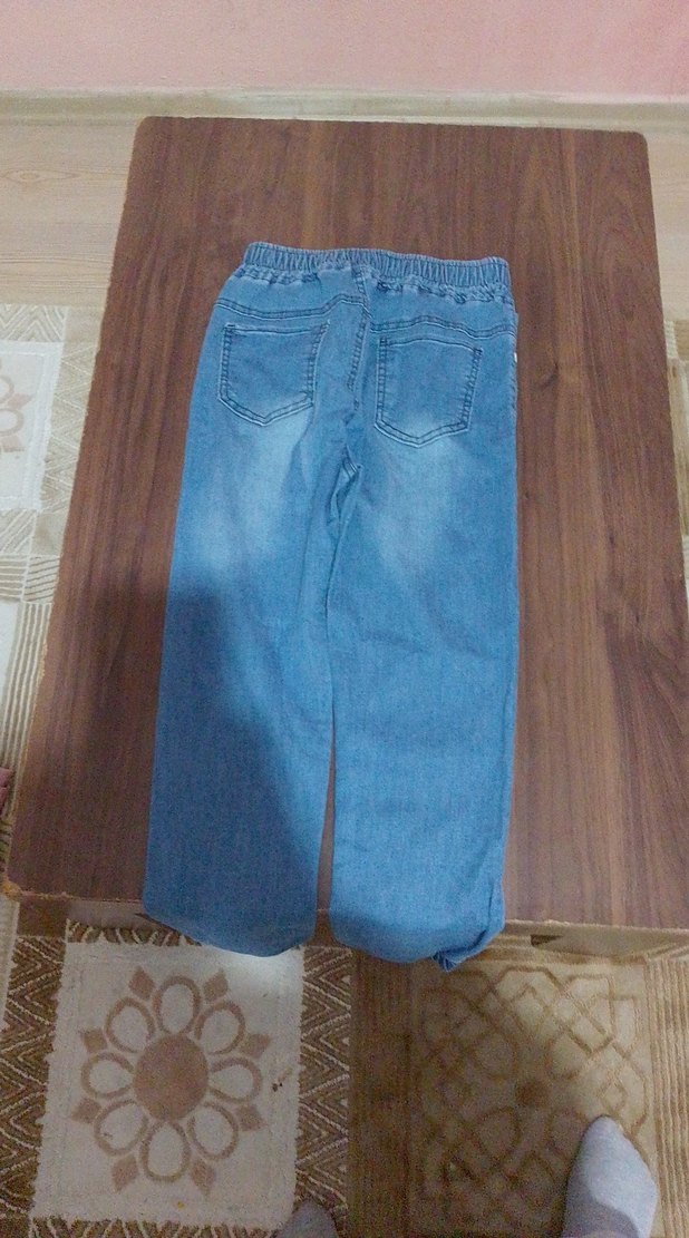 kız Çocuk Elastik Bel Mavi Denim Pantolon - Görsel 3