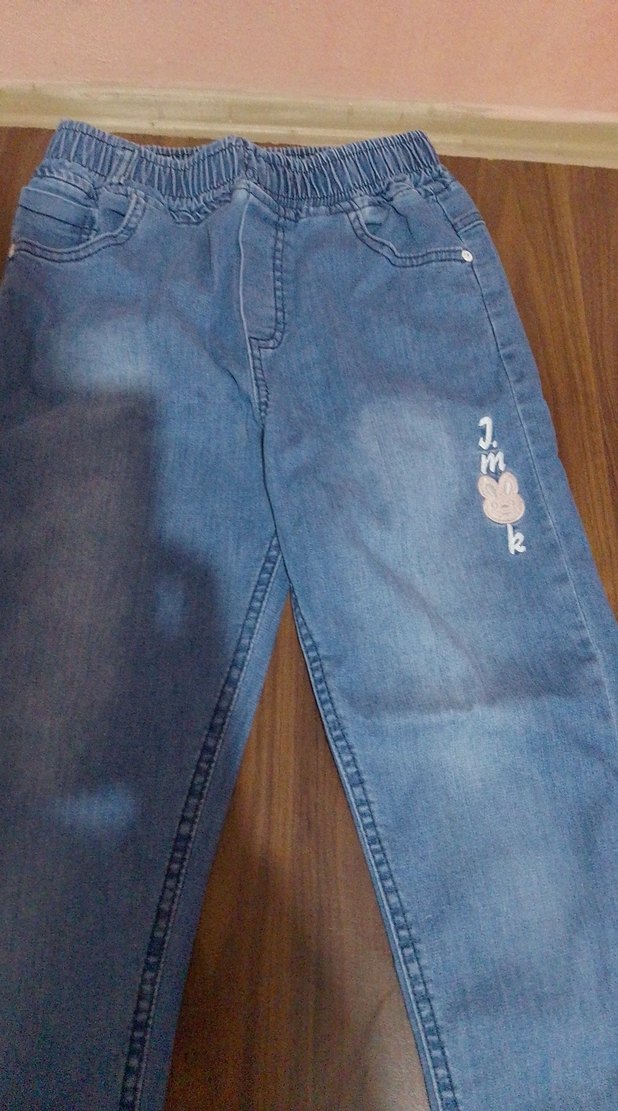 kız Çocuk Elastik Bel Mavi Denim Pantolon - Görsel 2