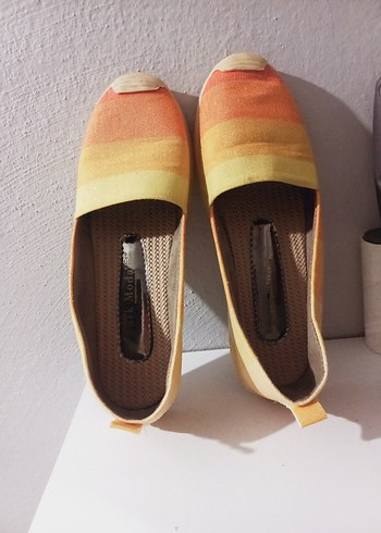 Kadın Sarı Bağlama Desenli  Espadril - Görsel 4