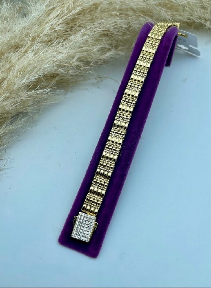 Zincir Detaylı Altın Renk Çelik bileklik modelleri - Görsel 2