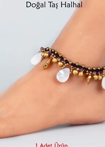 Bohem Turkuaz Boncuklu Doğal Taş Halhal - Görsel 3