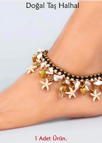 Bohem Turkuaz Boncuklu Doğal Taş Halhal - Görsel 6