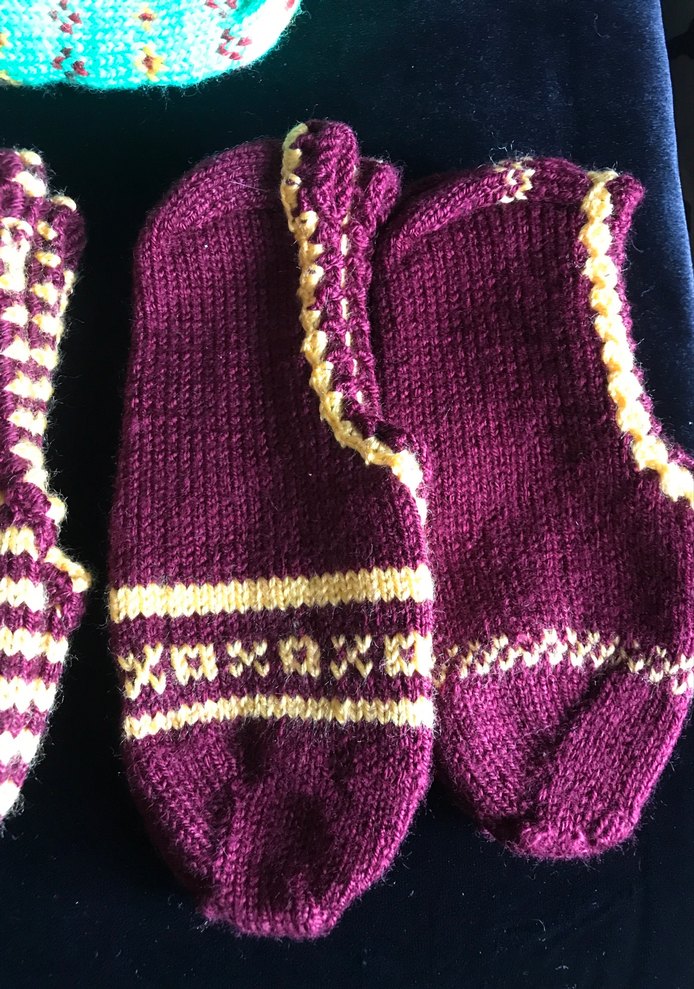 Kız Çocuk Mor Çizgili Örgü Çorap - Görsel 2