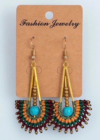 Renkli Boncuklu Etnik Mini Küpe - Görsel 8