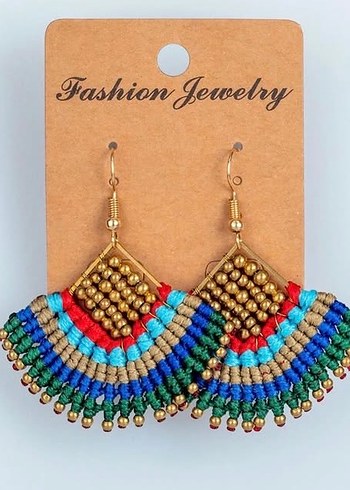 Renkli Boncuklu Etnik Mini Küpe - Görsel 5