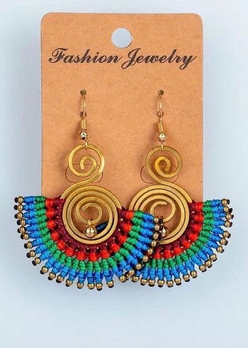 Renkli Boncuklu Etnik Mini Küpe - Görsel 4