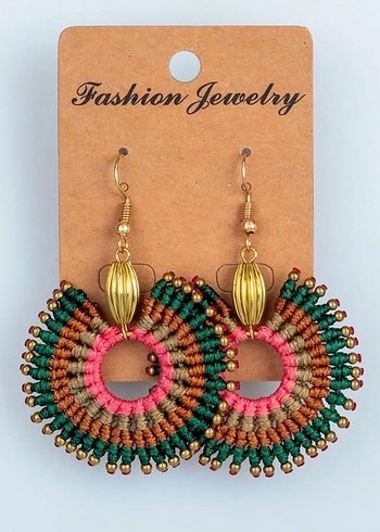 Renkli Boncuklu Etnik Mini Küpe - Görsel 7