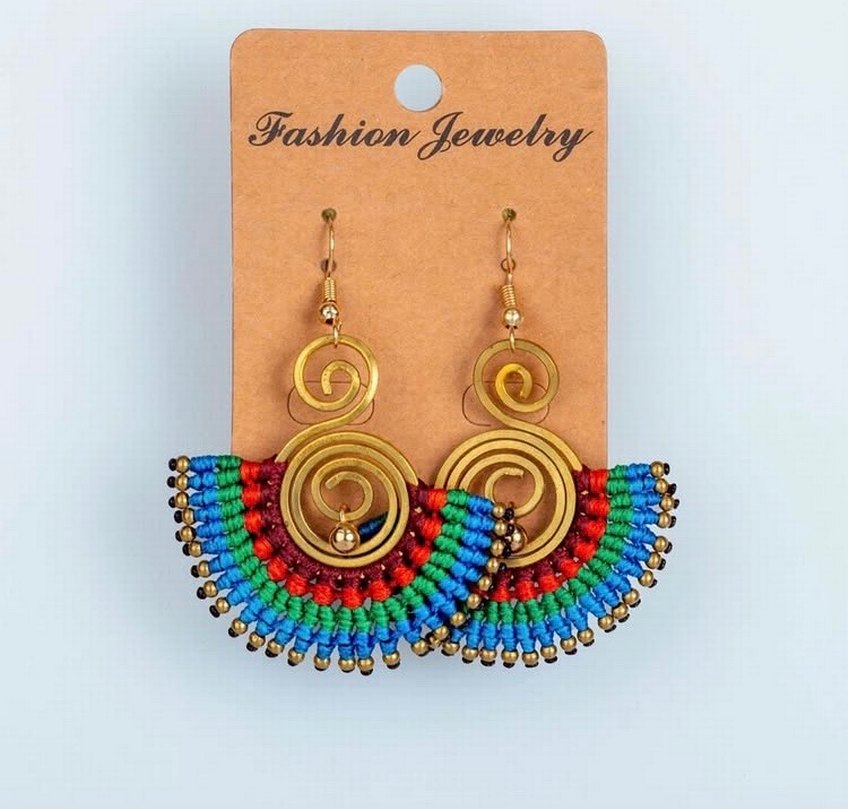 Renkli Boncuklu Etnik Mini Küpe - Görsel 4