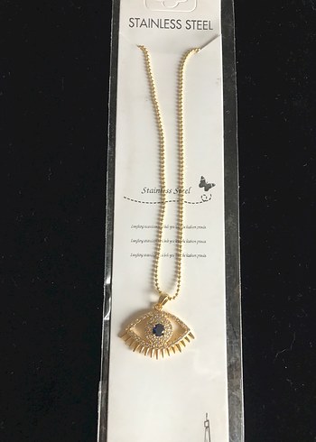 Uzun Zincir Detaylı Altın Renkli Kadın Kolye - Görsel 2