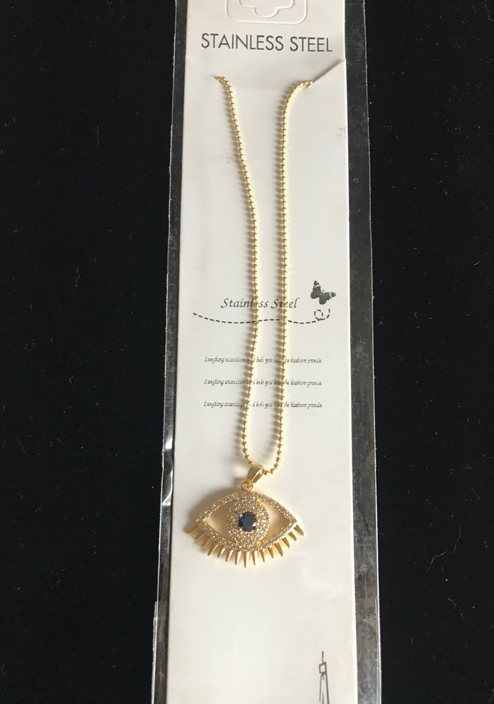 Uzun Zincir Detaylı Altın Renkli Kadın Kolye - Görsel 2